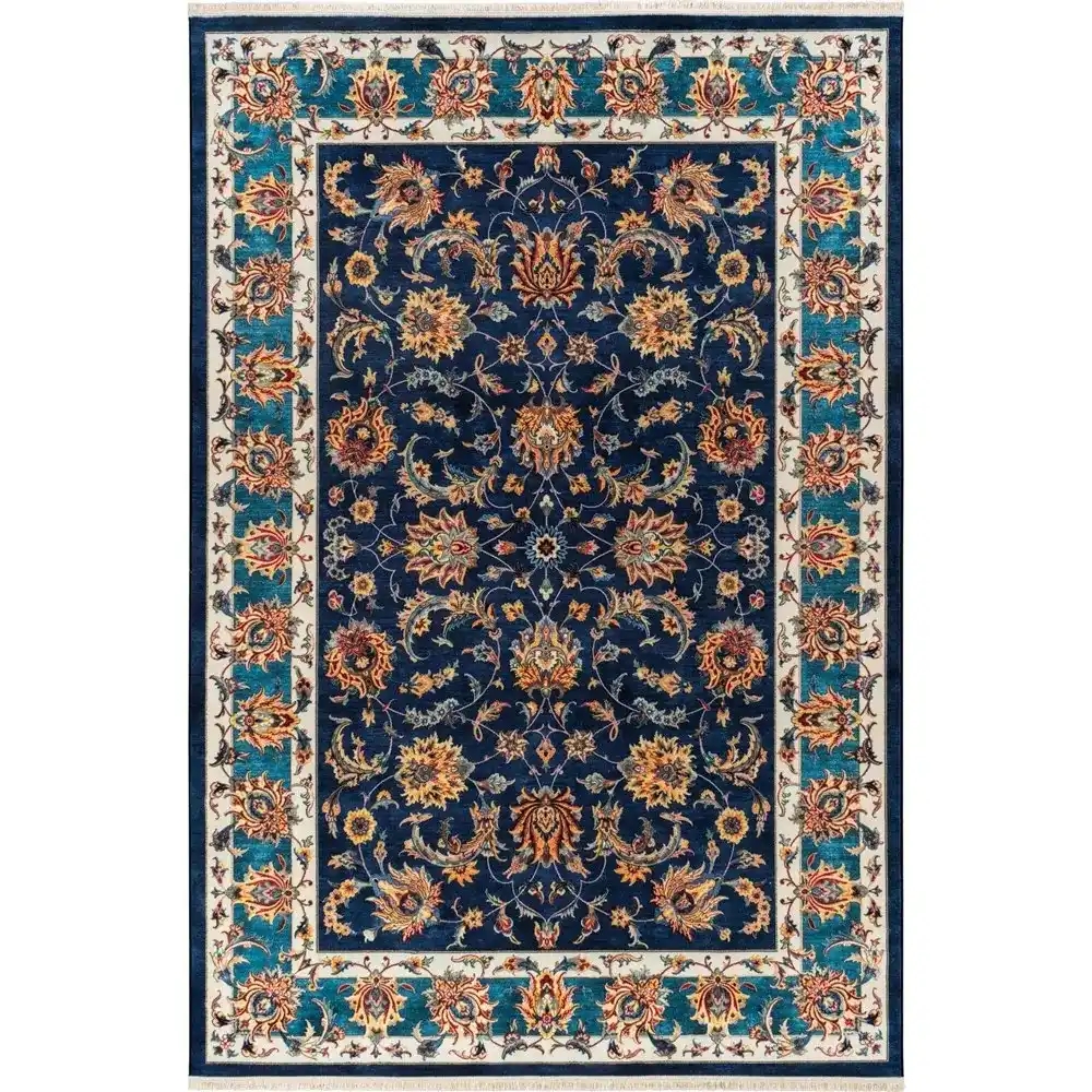فرش ماشینی سنتی طرح 25cs0370 سرمه ای 1000 شانه